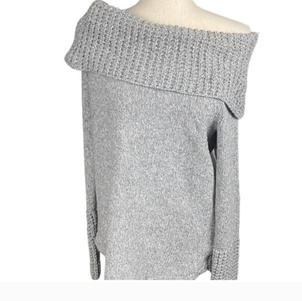 Abercrombie & Fitch Wide Cowl Neck Off-the-Shoulder  Gray Sweatwr Sz.XS NWT